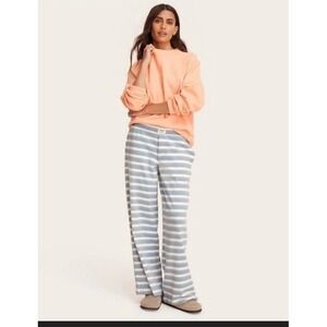 PARKE X Target Women's Striped Cotton Lounge Pants Blue/White/Orange Size M